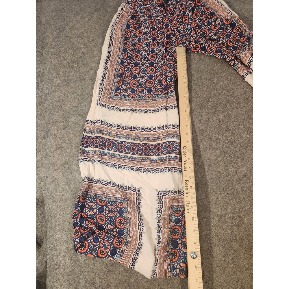 Elevenses Pants Womens 8 Multicolor Geometric Print Wide Leg Cropped Boho Crepe - Picture 7 of 10